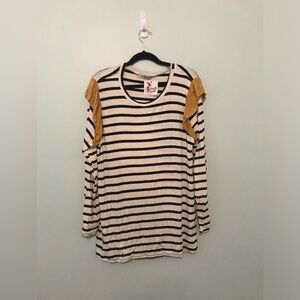 NWT Perfectly Priscilla Black and White Stripe Blouse